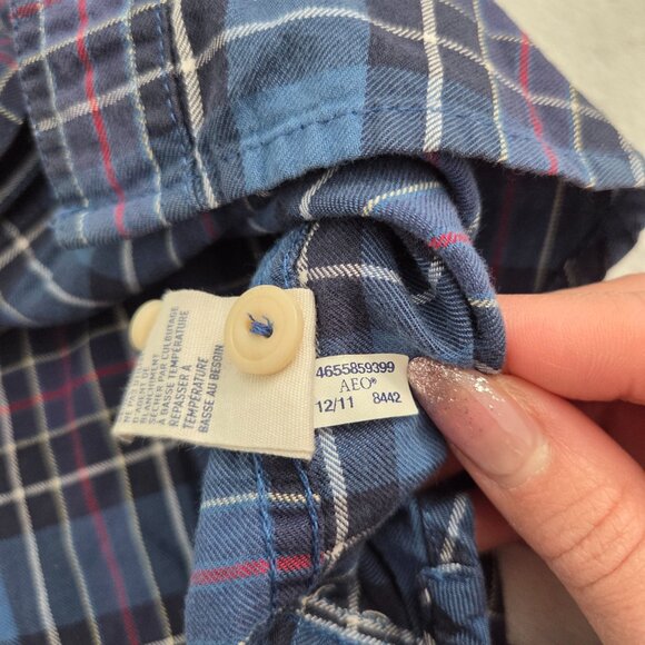 American Eagle Blue Plaid Button Down Shirt Men’s XS Grunge Indie Tumblr 2010s - Picture 13 of 13